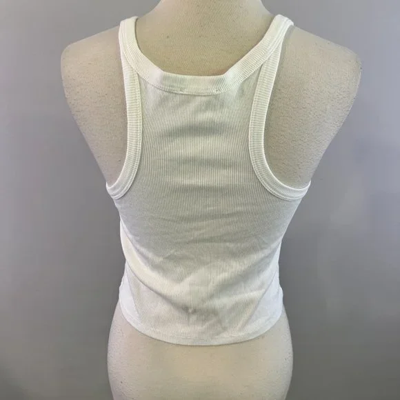 OPEN EDIT‎ Ribbed Crop Racerback Tank in White (S) - Picture 4 of 7